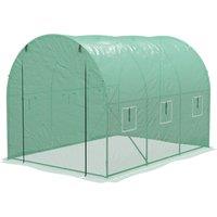 Outsunny Greenhouse, Polytunnel with Sprinkler System, 3 x 2m, Sturdy Frame, Green Aosom UK