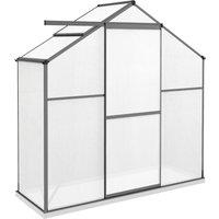 Outsunny Polycarbonate Greenhouse, 6 x 2.5ft Walk-In with Rain Gutter, Sliding Door, Window, Foundation, Dark Grey