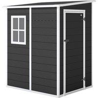 Outsunny 4'x5' Garden Storage Shed, Lean to Shed, Lockable Garden Shed with Window, Vent and Plastic Roof, Black