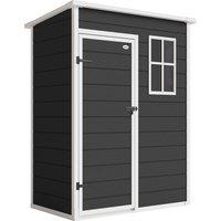 Outsunny 5' x 3' Garden Shed with Floor, Outdoor Storage Shed with Lockable Door, Window and Vent, Black