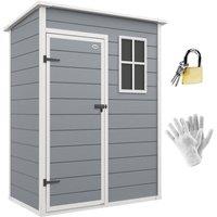 Outsunny 5x3 Storage Shed, Garden Shed Lockable Door With Window and Vent for Outdoor Storage, Grey Aosom UK