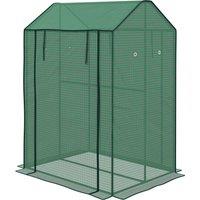 Outsunny 2-Room Green House, Mini Greenhouse with 2 Roll-up Doors, Vent Holes and Reinforced Cover, 