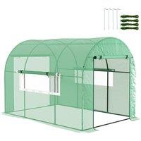 Outsunny 300 x 200cm Walk-In Polytunnel Greenhouse - Green