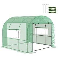 Outsunny 300 x 300cm Walk-In Polytunnel Greenhouse - Green