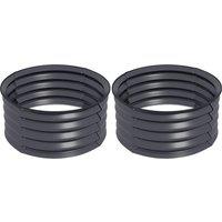 Outsunny Set of 2 Raised Garden Bed, Metal Planter Box with Safety Edging, Easy-to-assemble Stock Tank, Dark Grey Aosom UK