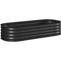 Outsunny Galvanised Raised Garden Bed, Metal Planter Box with Safety Edging, for Flowers, Herbs, Succulents, Black