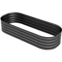 Outsunny Galvanised Raised Garden Bed, Metal Planter Box with Safety Edging, for Flowers, Herbs, Succulents, Dark Grey