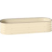 Outsunny Galvanised Raised Garden Bed, Metal Planter Box with Safety Edging, for Flowers, Herbs, Succulents, Cream White