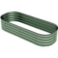 Outsunny Galvanised Raised Garden Bed, Metal Planter Box with Safety Edging, for Flowers, Herbs, Succulents, Green Aosom UK