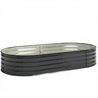 Outsunny Galvanised Raised Garden Bed, Metal Planter Box with Safety Edging, for Flowers, Herbs, Succulents, Dark Grey