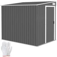 Outsunny 7 x 5ft Galvanised Metal Shed, with Sliding Door - Dark Grey
