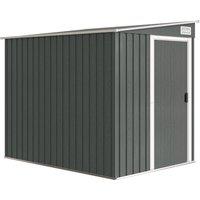 Outsunny 7 x 5ft Galvanised Metal Shed, with Sliding Door - Light Grey