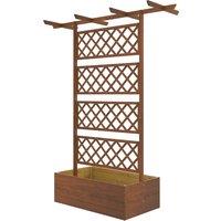 Outsunny Planter Box with Wooden Decorative Trellis Raised Bed for Climbing Plants, Garden and Patio Use, Orange Aosom UK