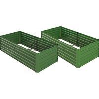 Outsunny Set of 2 Raised Beds for Garden, Galvanised Steel Outdoor Planters w/ Multi-reinforced Rods for Vegetables, Plants, Flower Aosom UK