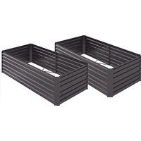 Outsunny Set of 2 Raised Beds for Garden, Galvanised Steel Outdoor Planters with Multi-reinforced Rods for Vegetables, Plants, Flowers and Herbs, 180 x 90 x 59 cm, Dark Grey