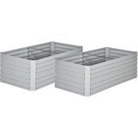 Outsunny Set of 2 Raised Beds for Garden, Galvanised Steel Outdoor Planters with Multi-reinforced Rods for Plants, Flowers, 180 Aosom UK