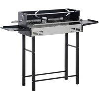 Outsunny Rotisserie Charcoal Barbecue Grill Garden 2-in-1 BBQ Roasting Machine for Chicken w/ 3-Level Grill Grate, Stainless Steel