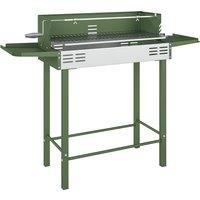 Outsunny BBQ Rotisserie Grill Roaster Charcoal Spit Roasting Machine for Chicken Turkey with 3-Level Grill Grate, Side Shelves, Dark Green