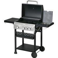 Outsunny Galvanised Steel 3+1 Gas Burner BBQ Grill Trolley, Black Aosom UK