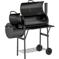 Outsunny Barbecue Grill Portable Outdoor Charcoal BBQ Grill with Offset Smoker 109 x 60 x 120 cm Black