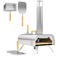 Outsunny Outdoor Pizza Oven, Portable Wood Pellet Pizza Oven with Pizza Stone and Peel, Foldable Legs, Chimney Aosom UK