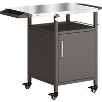 Outsunny Grill Cart with Stainless Steel Top, Pizza Oven Stand with Cabinet, Spice Rack, Towel Holder, Bottle Opener, Brown
