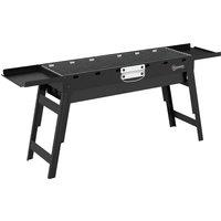 Outsunny Portable BBQ Grill, Foldable Charcoal Grill for Camping and Picnics with 2 Side Shelves and Handle, Black