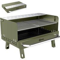 Outsunny Portable BBQ Grill, Charcoal Barbecue Grill with Adjustable Grates, Foldable Legs, Side Shelf for Camping Travel, Green
