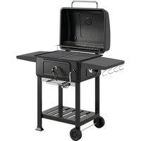 Outsunny Charcoal BBQ Grill with Adjustable Charcoal Pan, Large Barbecue Grill Smoker with Side Tables, Temperature for Outdoor