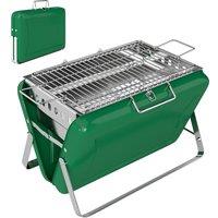 Outsunny Charcoal BBQ Grill Portable Stainless Steel Barbecue with Tilting Grate for Camping Picnic Garden Dark Green