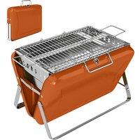 Outsunny Charcoal BBQ Grill Portable Stainless Steel Barbecue with Tilting Grate for Camping Picnic Garden Orange