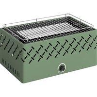 Outsunny Portable Charcoal BBQ Grill, Battery Powered Barbecue Grill with Built-in Fan for Camping Picnic, Light Green