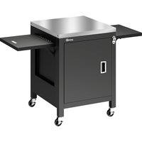 Outsunny Outdoor Grill Cart with Stainless Steel Tabletop, BBQ Table with a Cabinet, Towel Holder, Bottle Opener, Black
