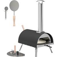 Outsunny Outdoor Pizza Oven Foldable Legs Pellet Wood Fired Pizza Maker w/ 12" Rotating Stone and Peel
