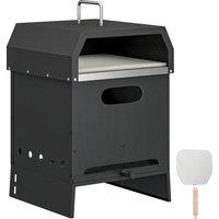 Outsunny 3 in 1 Outdoor Pizza Oven, Portable Wood Fired Pizza Maker with Handles, Stone and Peel