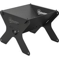 Outsunny 2-In-1 Portable BBQ Grill and Camping Fire Pit, Tabletop Charcoal Barbecue Grill with Gripper, Gloves and Carry Bag