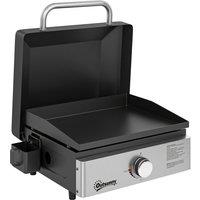 Outsunny Grill Griddle, Portable Gas Plancha, 3.5 kW, Tabletop Gas BBQ with Grease Cup for Camping Picnic Patios, Black