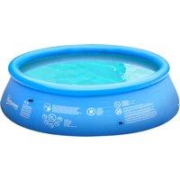Outsunny Inflatable Family Swimming Pool, Family-Sized Round Paddling Pool w/ Hand Pump for Kids, Ad