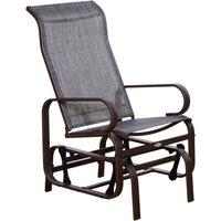 Outsunny Outdoor Gliding Rocking Chair with Sturdy Metal Frame Garden Comfortable Swing Chair for Patio, Backyard and Poolside, Grey