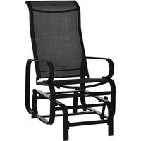 Outsunny Outdoor Gliding Rocking Chair with Sturdy Metal Frame Garden Comfortable Swing Chair for Patio, Backyard and Poolside, Black