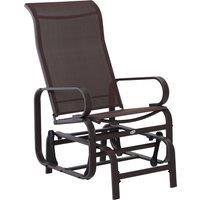 Outsunny Outdoor Gliding Rocking Chair with Sturdy Metal Frame Garden Comfortable Swing Chair for Patio, Backyard and Poolside, Brown