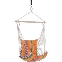 Outsunny Garden Yard Patio Swing Seat, Hanging Hammock Chair, Cotton Rope Cushioned, Wooden Cotton C