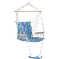 Outsunny Garden Yard Patio Swing Seat, Outdoor Hammock Hanging Rope Chair, Wooden with Footrest Armr