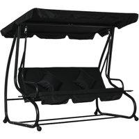 Outsunny Water Resistant Fabric 3-Seater Swing Chair w/ Cup Holder Black