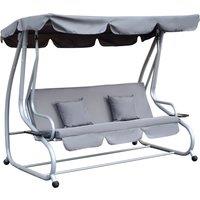Outsunny 2-in-1 Garden Swing Seat Bed 3 Seater Swing Chair Hammock Bench Bed with Tilting Canopy and