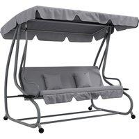Outsunny Three-Person garden Swing Chair, with Adjustable Canopy - Light Grey