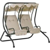 Outsunny 2-Seater Swing Chair Modern Relax Chair w/ 2 Separate Chairs, Cushions and Removable Shade 