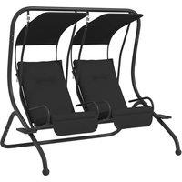 Outsunny Two-Seat Garden Swing Chair, with Protective Canopy - Black