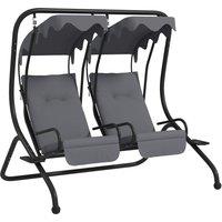 Outsunny Canopy Swing Chair Modern Garden Swing Seat Outdoor Relax Chairs w/ 2 Separate Chairs, Cushions and Removable Shade Canopy, Grey Aosom UK