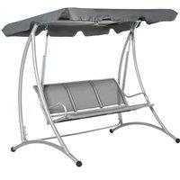 Outsunny 3 Seater Bench Steel Outdoor Patio Porch Swing Chair with Adjustable Canopy - Dark Grey Aosom UK